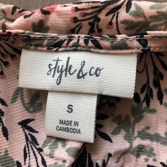 NEW style & co. Pink floral long sleeve top size small cute blouse chic - Picture 4 of 7